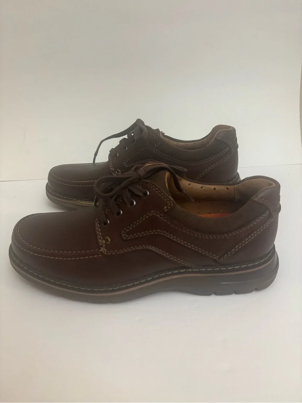 CLARKS Unstructured Un Ramble Lace Mahogany Brown Leather Men's Comfort Shoes 7M